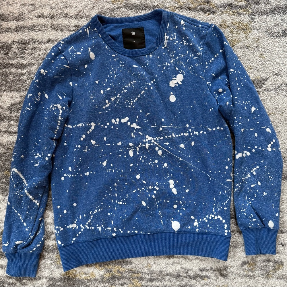 G-Star Blue Splatter Paint Men's Sweater
